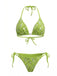 Ensemble Bikini Halter Lacé à Sequins et Perles Années 80