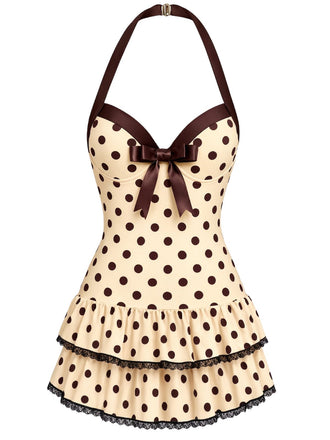 [Prévente] Dos-Nu à Pois Pois Nœud One-Pièce Maillot de Bain Années 1940