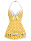 Maillot de bain une pièce à pois et nœud des années 1940