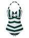 Maillot de bain dos nu à rayures noir et blanc des années 1950