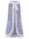 [Grande taille] Maillot de bain et cache-maillot en porcelaine bleue et blanche des années 60