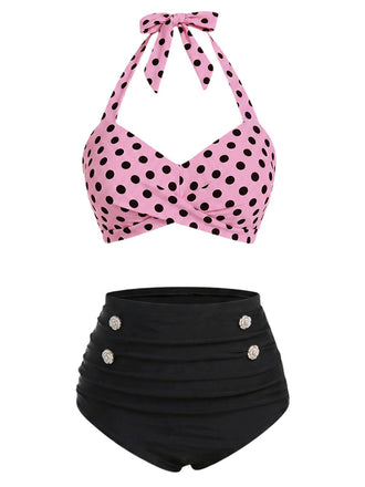 [Prévente] Ensemble maillot de bain dos nu pois années 1940