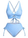 2PCS Maillot de bain à carreaux bleus des années 50