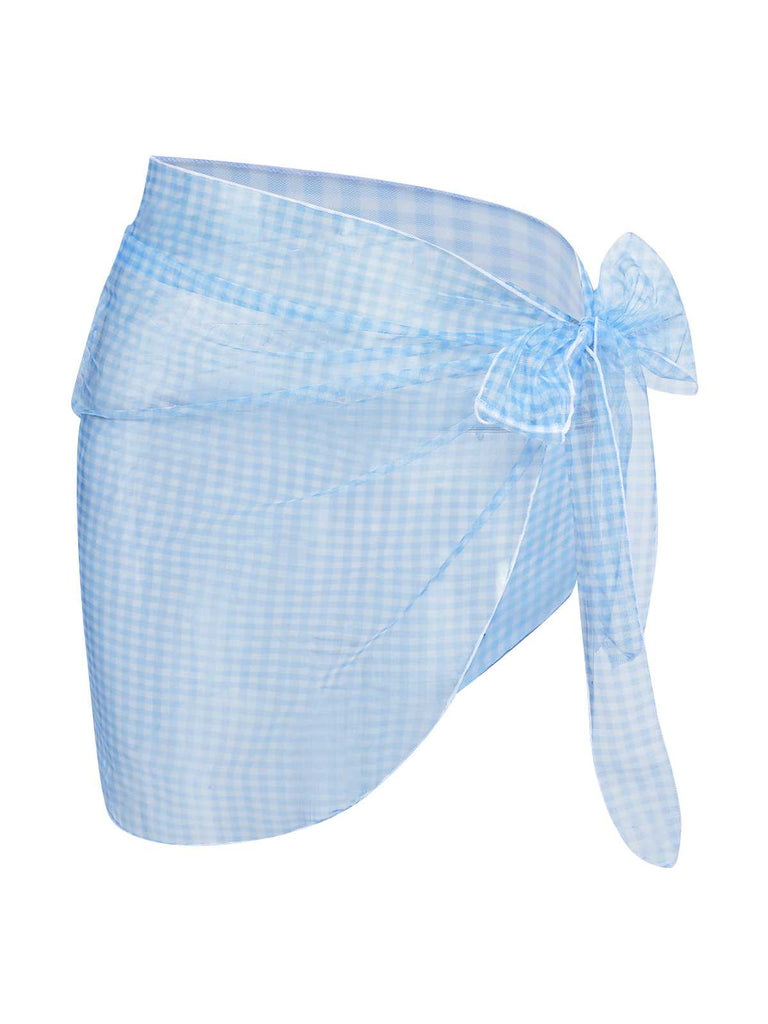2PCS Maillot de bain à carreaux bleus des années 50