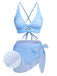 2PCS Maillot de bain à carreaux bleus des années 50