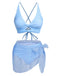2PCS Maillot de bain à carreaux bleus des années 50