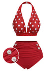 [Prévente] Maillot de bain rouge à pois des années 1950