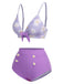 [Pré-vente] Maillot de bain violet à bretelles avec nœud marguerite des années 1950