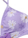 Maillot de bain violet à bretelles avec nœud marguerite des années 1950