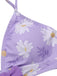 Maillot de bain violet à bretelles avec nœud marguerite des années 1950