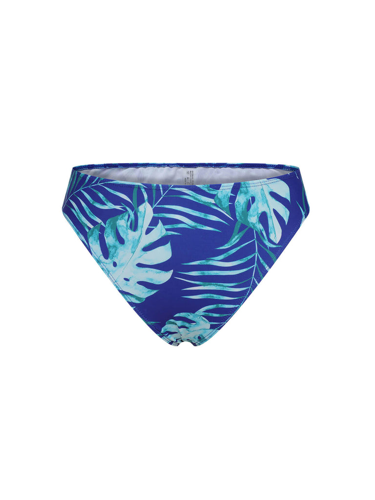 Maillot de bain plantes tropicales bleu royal des années 1960