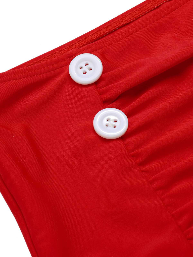 [Prévente] 2PCS Maillot de bain licou roses et jupe cache-maillot bleu des années 1960