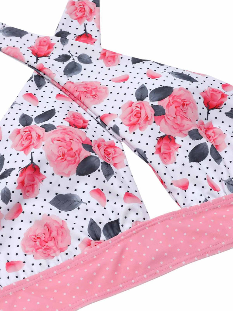 Maillot de Bain licou croisé à fleurs bleu des années 1940