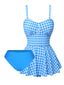 [Pré-vente] Maillot de bain bleu foncé à carreaux et bretelles des années 1950