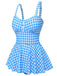 Maillot de bain bleu foncé à carreaux et bretelles des années 1950