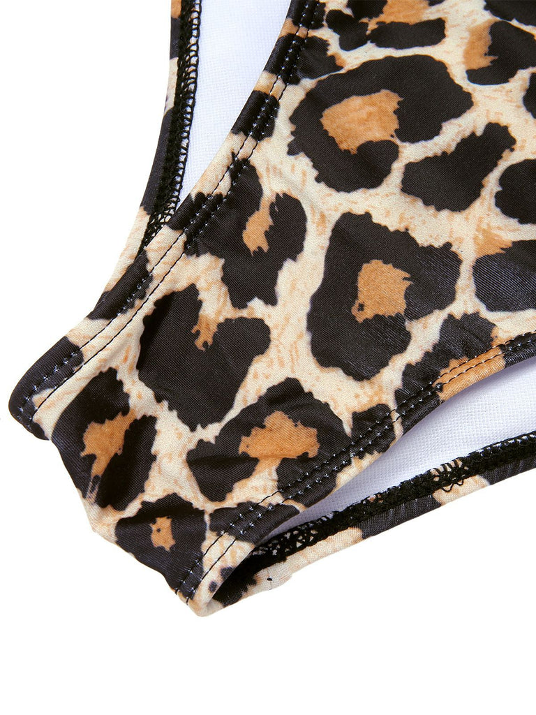 [Grande taille] Maillot de bain patchwork en maille léopard des années 1940