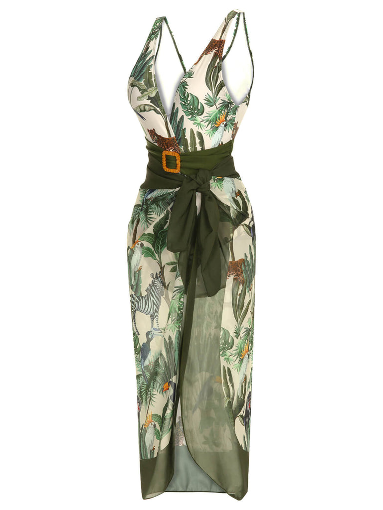 [Pré-vente] Maillot de bain et cache-maillot en forme de feuille de palmier des années 1960