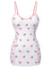 Maillot de bain plissé fraise blanc et rose des années 1950