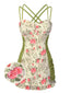Maillot de bain une pièce à roses plissées des années 1940