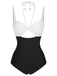 Maillot de bain à bretelles licou à découpes solides des années 1950