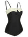 Maillot de bain bandeau uni noir et blanc des années 1950