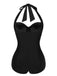 Maillot de bain dos nu froncé rouge des années 1950