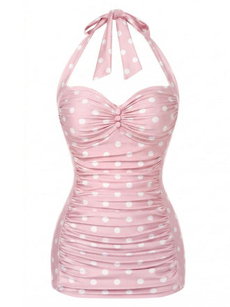 [Prévente] Maillot de Bain Rose Pâle À Pois Années 50