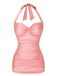 Maillot de bain dos nu froncé rouge des années 1950