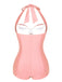 Maillot de bain dos nu froncé rouge des années 1950