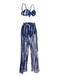 Maillot de bain et cache-maillot à bretelles graphiques teints bleu foncé des années 1960