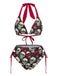 Maillot de bain dos nu tête de mort jaune des années 1950