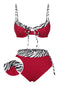 [Pré-vente] Ensemble de bikini rouge à bretelles à lacets zèbre des années 1970