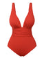 Maillot de bain une pièce rouge uni Deep V des années 1950