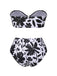 Bikini bandeau noir et blanc à silhouettes végétales des années 1950