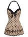 Maillot de bain une pièce bleu à pois et nœud des années 1940
