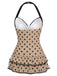 Maillot de bain une pièce bleu à pois et nœud des années 1940