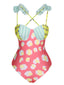 Maillot de bain patchwork multicolore style dessin animé années 1950