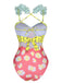 Maillot de bain patchwork multicolore style dessin animé années 1950