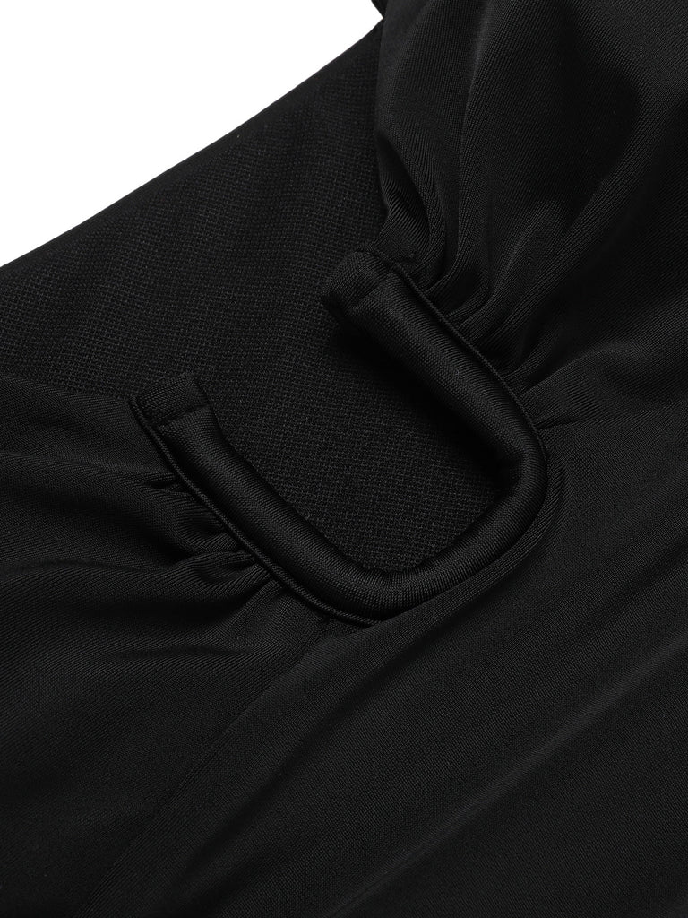 Maillot de bain une pièce noir à bretelles spaghetti des années 1930
