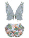 Maillot de bain bleu à volants tropicaux des années 1960