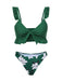 Maillot de bain vert à volants et bretelles florales des années 1960