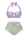 [Prévente] Ensemble bikini licou coquille sirène rouge des années 1970