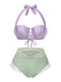 Ensemble bikini licou coquille sirène lavande des années 1970