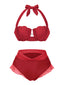 [Prévente] Ensemble bikini licou coquille sirène rouge des années 1970