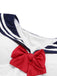 Maillot de bain bleu foncé nautique et nœud des années 1970