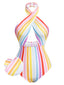 Maillot de Bain multicolore à rayures arc-en-ciel des années 1960