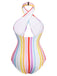 Maillot de Bain multicolore à rayures arc-en-ciel des années 1960