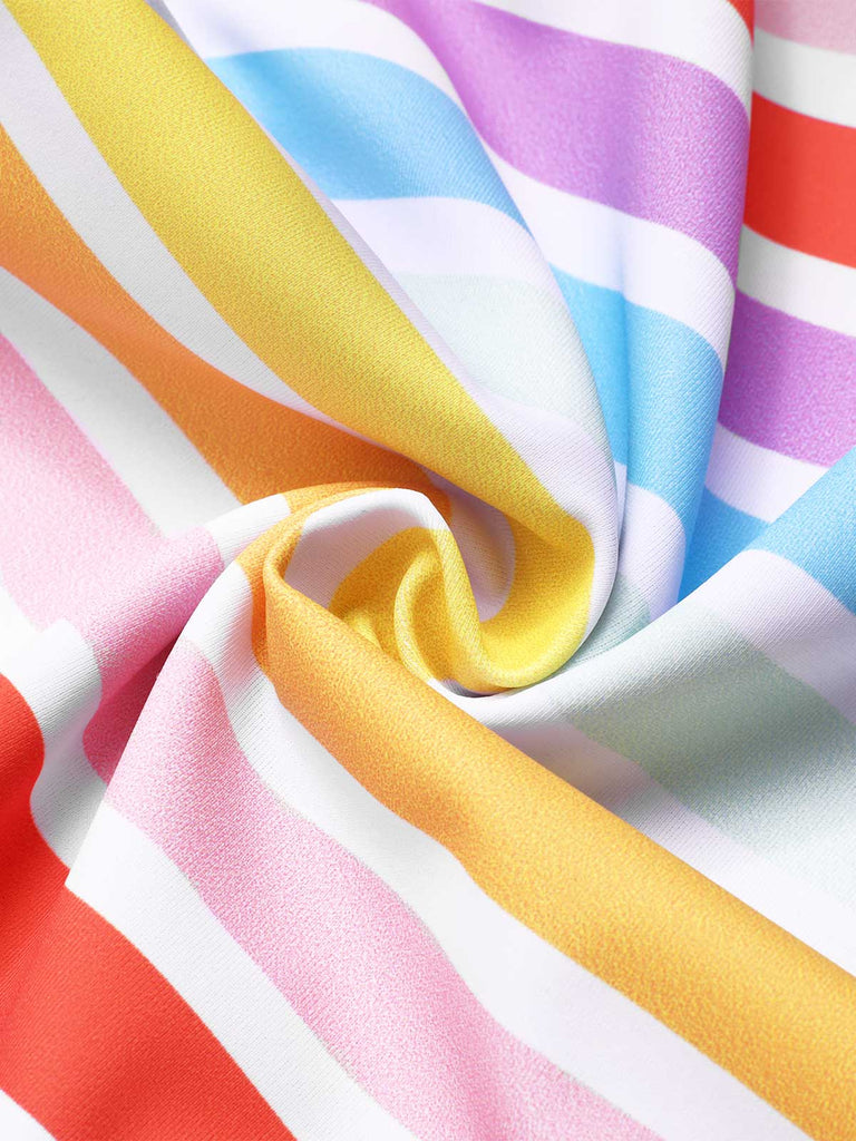 Maillot de Bain multicolore à rayures arc-en-ciel des années 1960