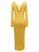 Robe longue cache-cœur en maille creuse des années 1960