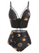 Maillot de bain à lacets rouge Soleil Lune Étoiles années 40